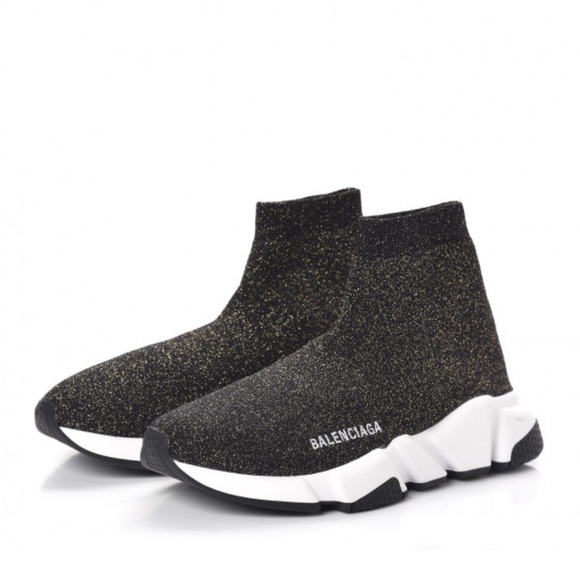 BALENCIAGA
Knit Metal Womens Speed Sneakers 12Black silver in box dust bag EUC - Picture 1 of 12